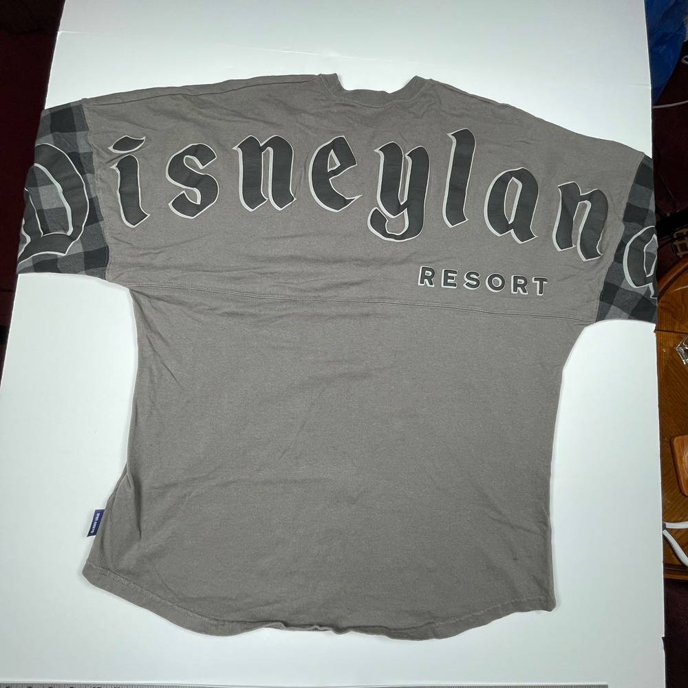 Disneyland Resort Spirit Jersey XL Gray Buffalo Plaid Mickey Mouse Long Sleeve